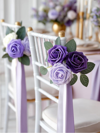 Artificial Flowers, 50 Pcs Pink Foam Fake Roses Bulk with Stems for Decoration DIY Wedding Bouquets Centerpieces Bridal Shower Party Valentines Christmas Tree