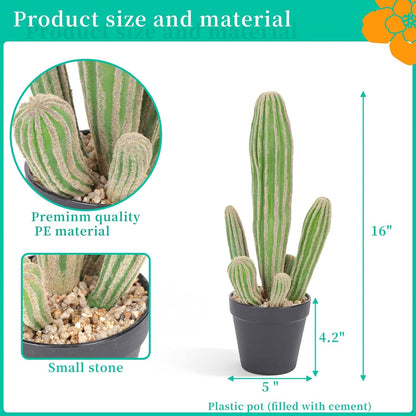 Artificial Cactus 16 INCH Tall Fake Cactus Plants Faux Cacti Saguaro with Planter for Indoor Outdoor Home Office Shop Garden Decoration