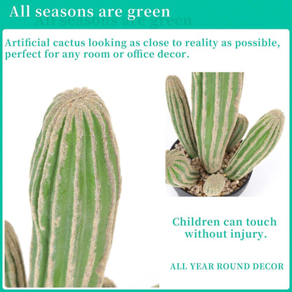 Artificial Cactus 16 INCH Tall Fake Cactus Plants Faux Cacti Saguaro with Planter for Indoor Outdoor Home Office Shop Garden Decoration