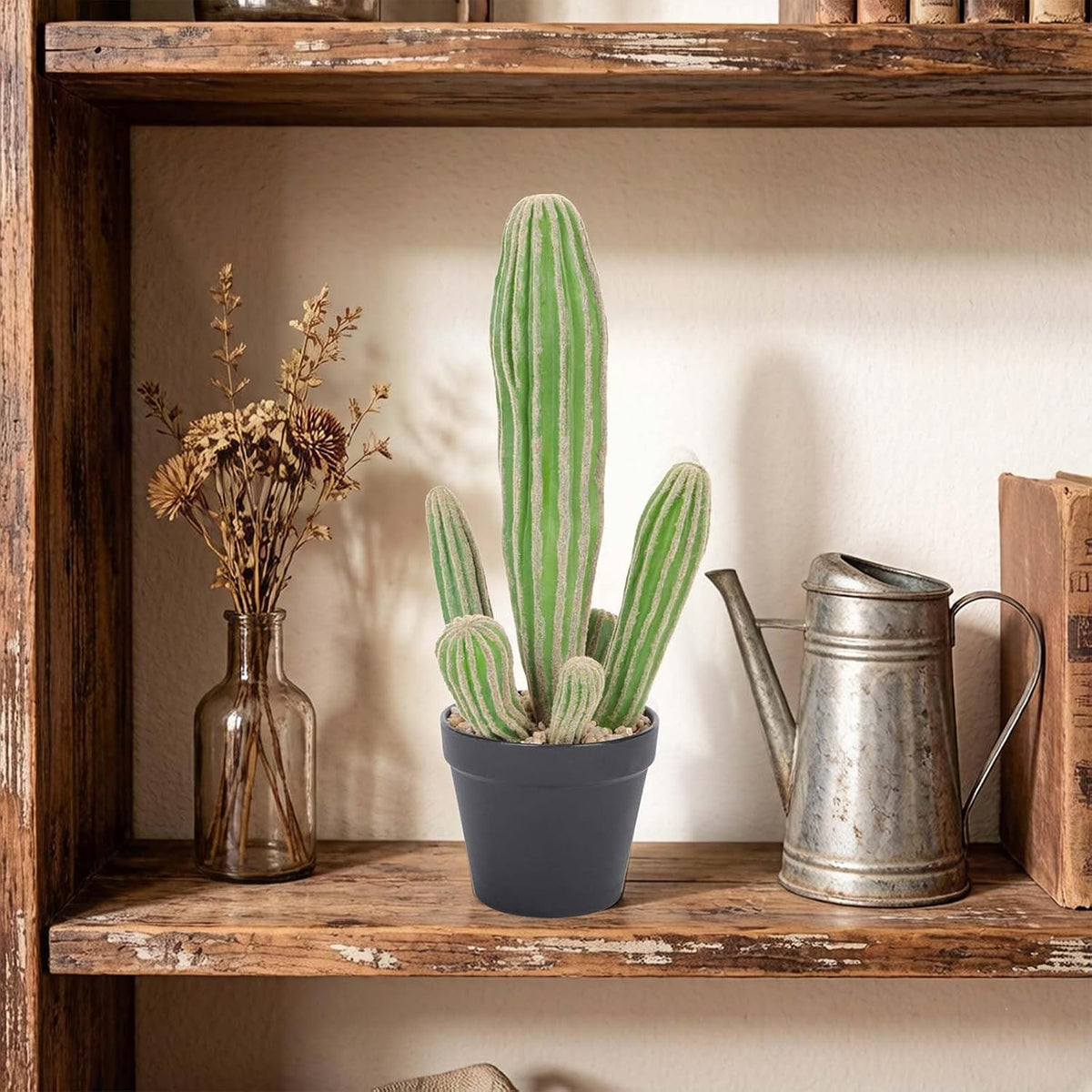 Artificial Cactus 16 INCH Tall Fake Cactus Plants Faux Cacti Saguaro with Planter for Indoor Outdoor Home Office Shop Garden Decoration