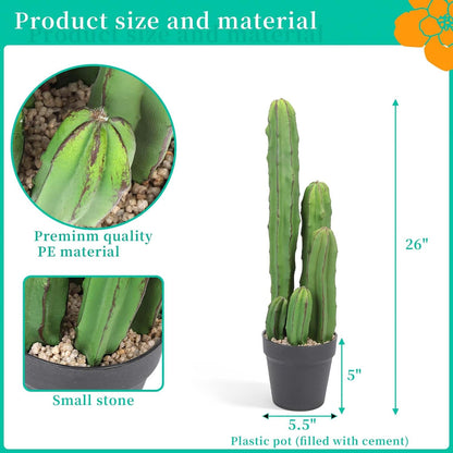 Artificial Cactus 16 INCH Tall Fake Cactus Plants Faux Cacti Saguaro with Planter for Indoor Outdoor Home Office Shop Garden Decoration
