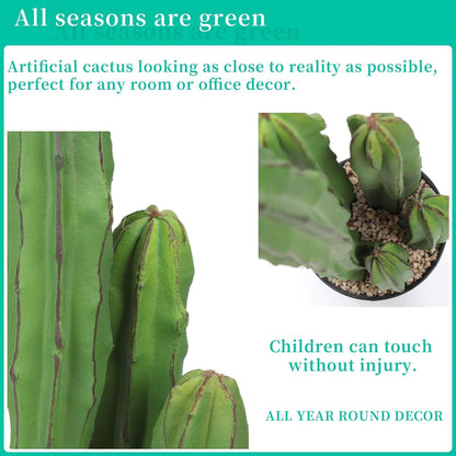 Artificial Cactus 16 INCH Tall Fake Cactus Plants Faux Cacti Saguaro with Planter for Indoor Outdoor Home Office Shop Garden Decoration