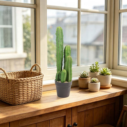 Artificial Cactus 16 INCH Tall Fake Cactus Plants Faux Cacti Saguaro with Planter for Indoor Outdoor Home Office Shop Garden Decoration