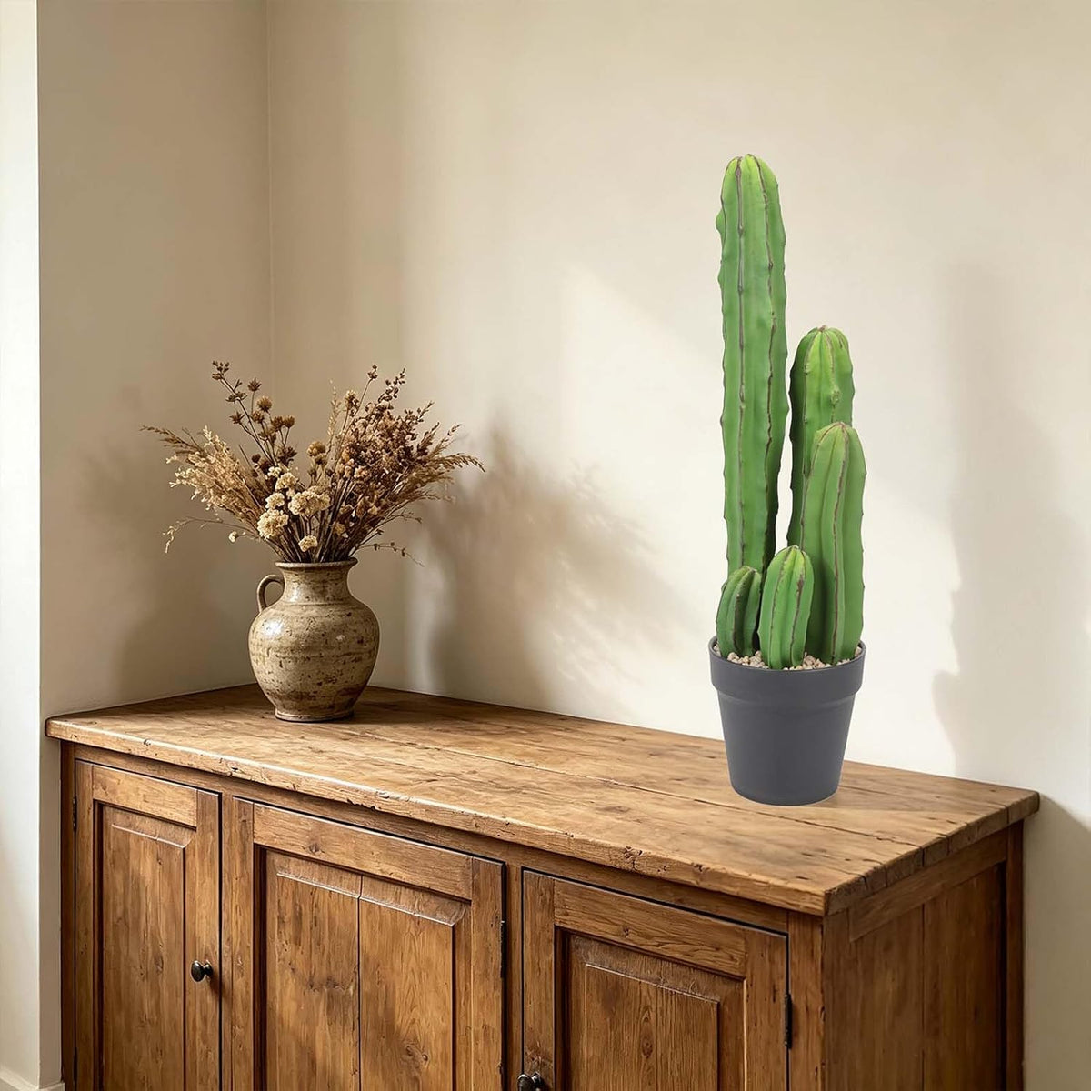 Artificial Cactus 16 INCH Tall Fake Cactus Plants Faux Cacti Saguaro with Planter for Indoor Outdoor Home Office Shop Garden Decoration