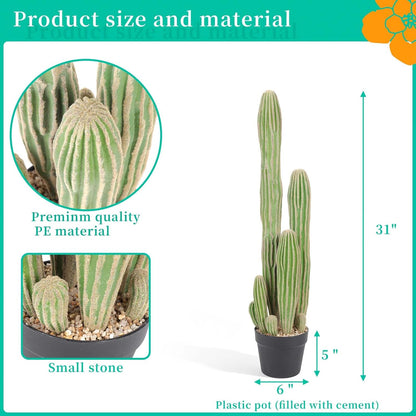 Artificial Cactus 16 INCH Tall Fake Cactus Plants Faux Cacti Saguaro with Planter for Indoor Outdoor Home Office Shop Garden Decoration