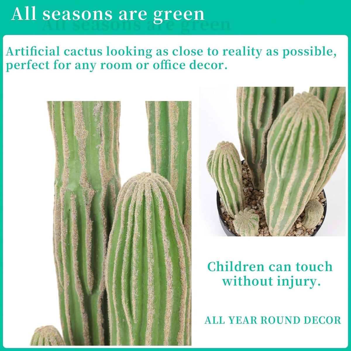 Artificial Cactus 16 INCH Tall Fake Cactus Plants Faux Cacti Saguaro with Planter for Indoor Outdoor Home Office Shop Garden Decoration