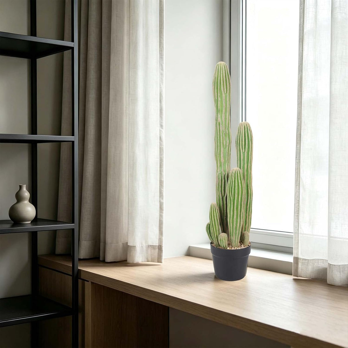 Artificial Cactus 16 INCH Tall Fake Cactus Plants Faux Cacti Saguaro with Planter for Indoor Outdoor Home Office Shop Garden Decoration