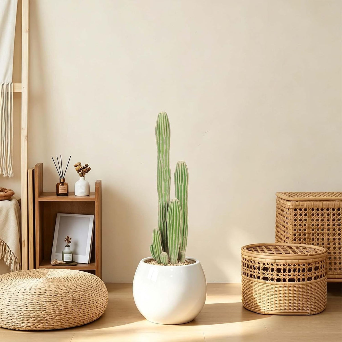Artificial Cactus 16 INCH Tall Fake Cactus Plants Faux Cacti Saguaro with Planter for Indoor Outdoor Home Office Shop Garden Decoration