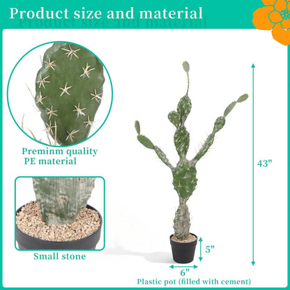 Artificial Cactus 16 INCH Tall Fake Cactus Plants Faux Cacti Saguaro with Planter for Indoor Outdoor Home Office Shop Garden Decoration