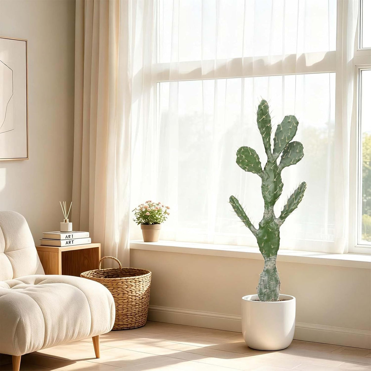 Artificial Cactus 16 INCH Tall Fake Cactus Plants Faux Cacti Saguaro with Planter for Indoor Outdoor Home Office Shop Garden Decoration