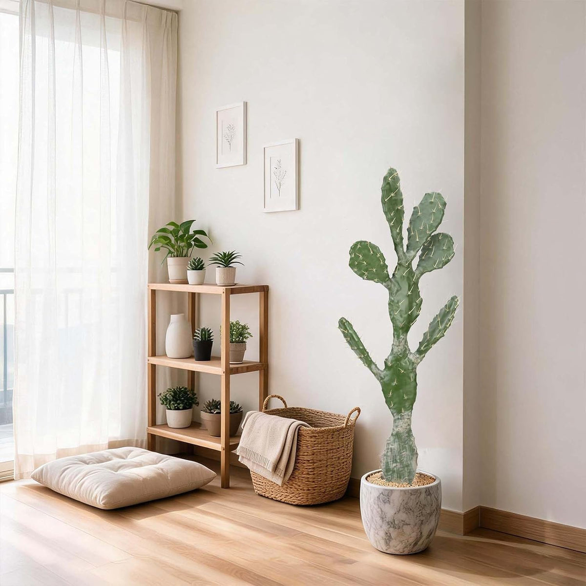 Artificial Cactus 16 INCH Tall Fake Cactus Plants Faux Cacti Saguaro with Planter for Indoor Outdoor Home Office Shop Garden Decoration