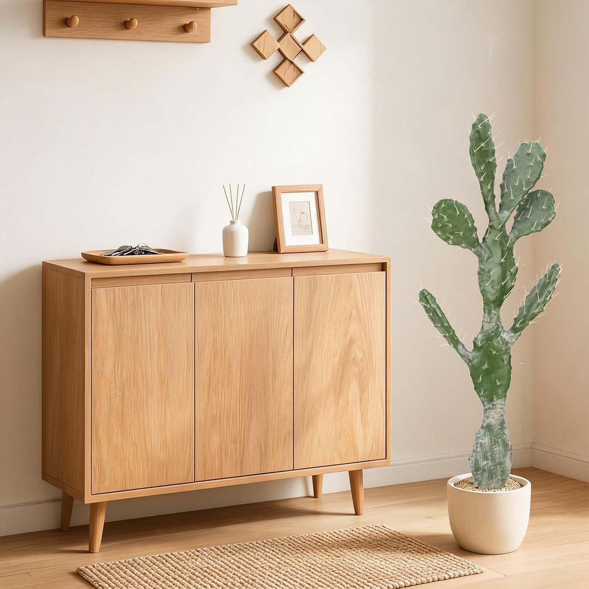 Artificial Cactus 16 INCH Tall Fake Cactus Plants Faux Cacti Saguaro with Planter for Indoor Outdoor Home Office Shop Garden Decoration