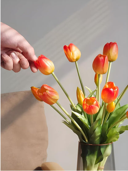 15 Pcs Orange tulips artificial flowers faux tulips real touch Latex