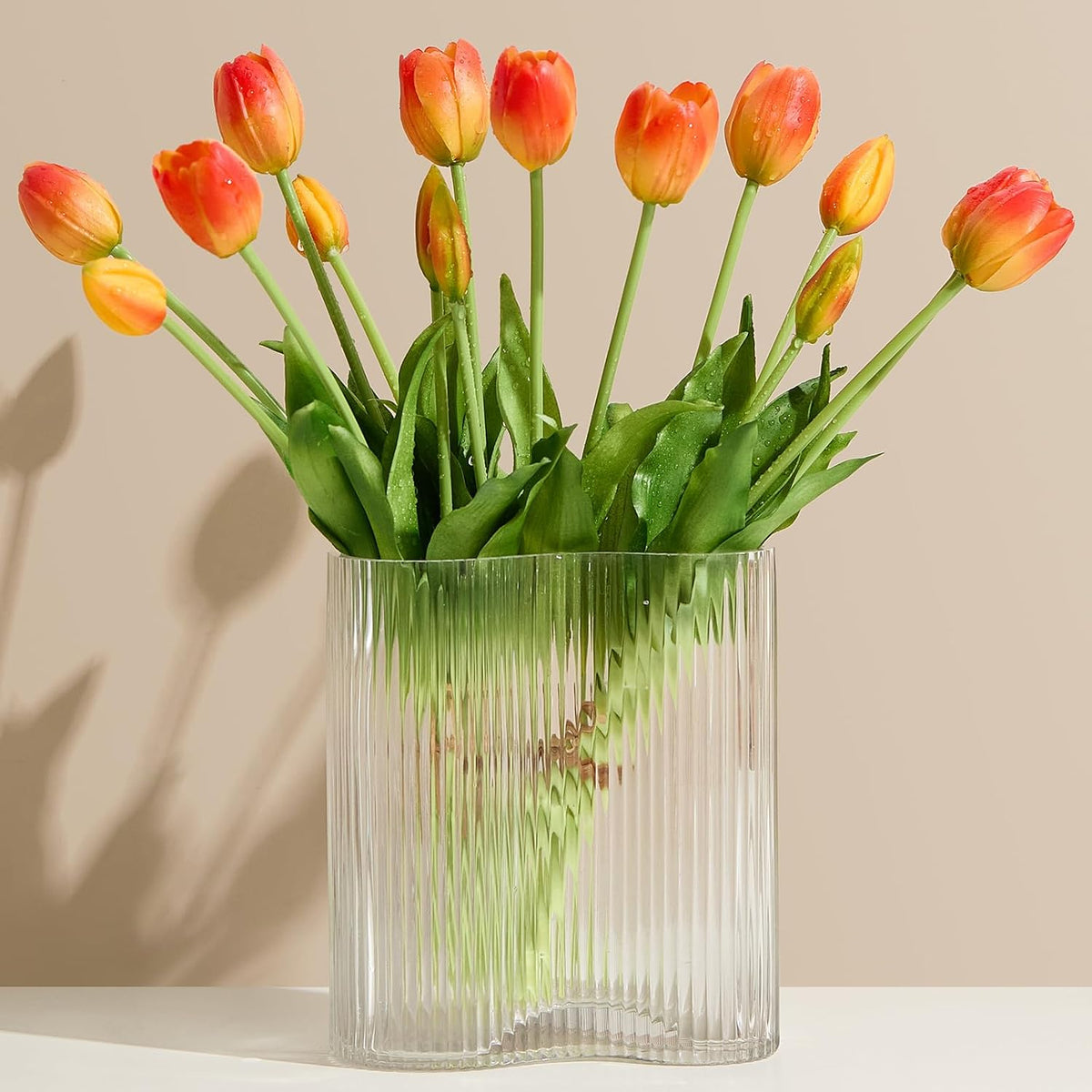 15 Pcs Orange tulips artificial flowers faux tulips real touch Latex