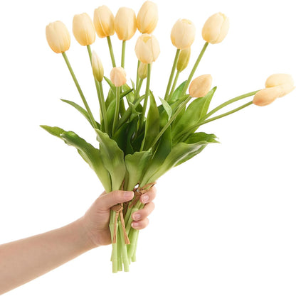 15 Pcs Orange tulips artificial flowers faux tulips real touch Latex