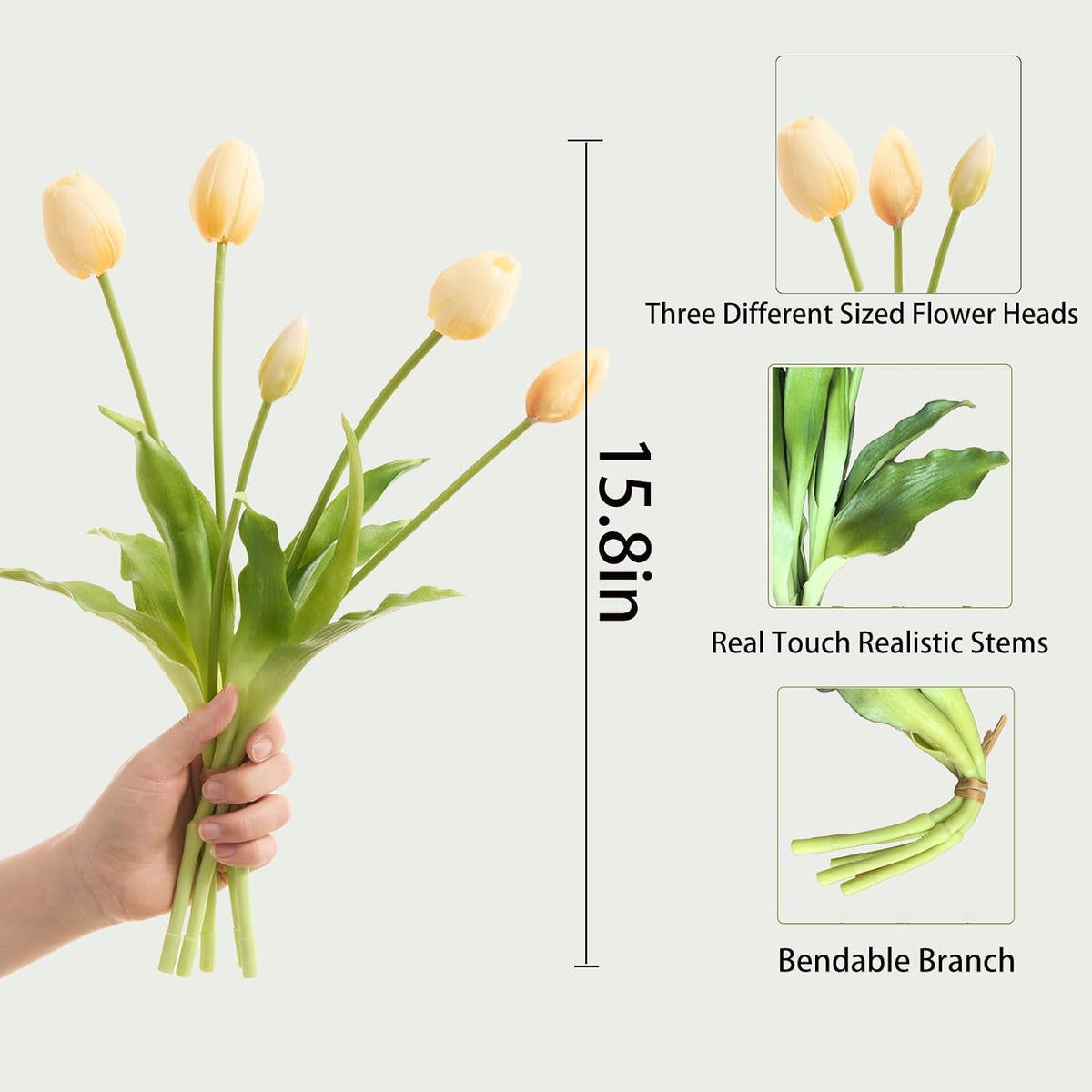15 Pcs Orange tulips artificial flowers faux tulips real touch Latex