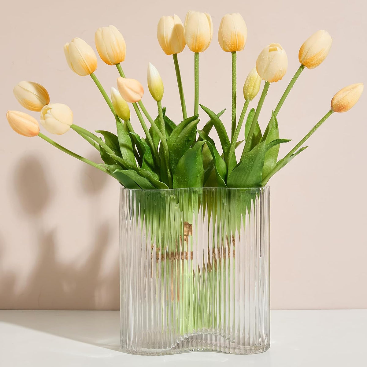 15 Pcs Orange tulips artificial flowers faux tulips real touch Latex
