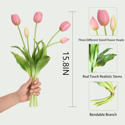 15 Pcs Orange tulips artificial flowers faux tulips real touch Latex