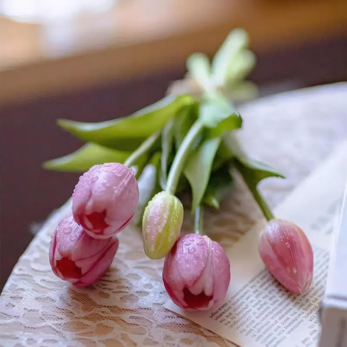 15 Pcs Orange tulips artificial flowers faux tulips real touch Latex