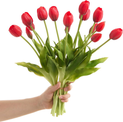 15 Pcs Orange tulips artificial flowers faux tulips real touch Latex