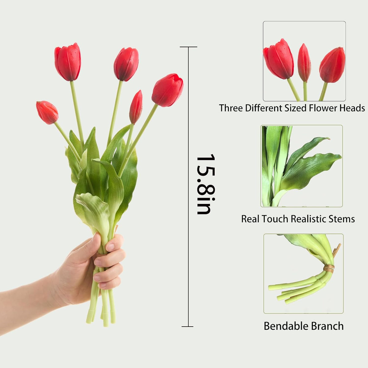 15 Pcs Orange tulips artificial flowers faux tulips real touch Latex