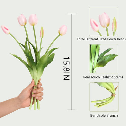 15 Pcs Orange tulips artificial flowers faux tulips real touch Latex