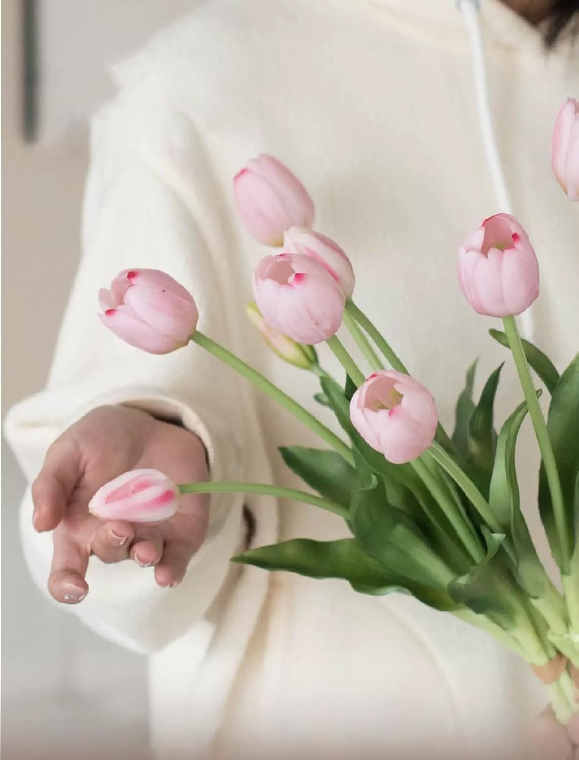 15 Pcs Orange tulips artificial flowers faux tulips real touch Latex