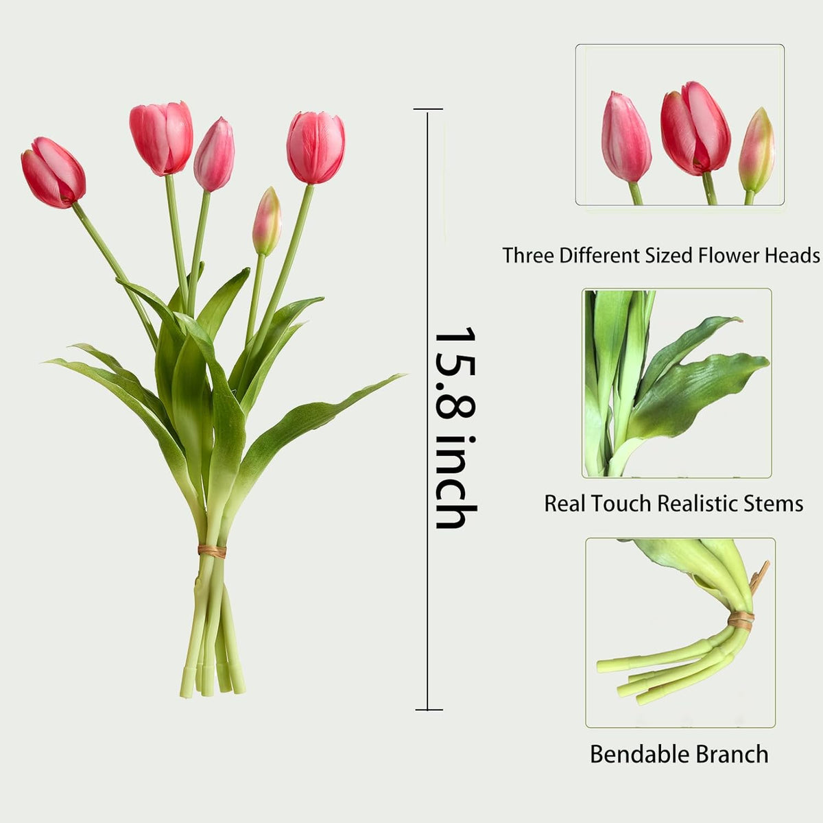 15 Pcs Orange tulips artificial flowers faux tulips real touch Latex