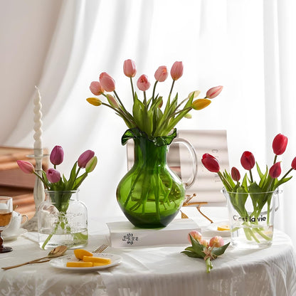 15 Pcs Orange tulips artificial flowers faux tulips real touch Latex
