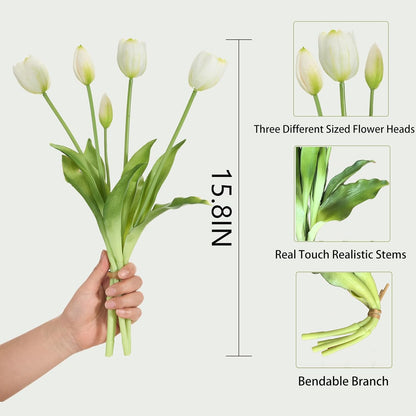 15 Pcs Orange tulips artificial flowers faux tulips real touch Latex