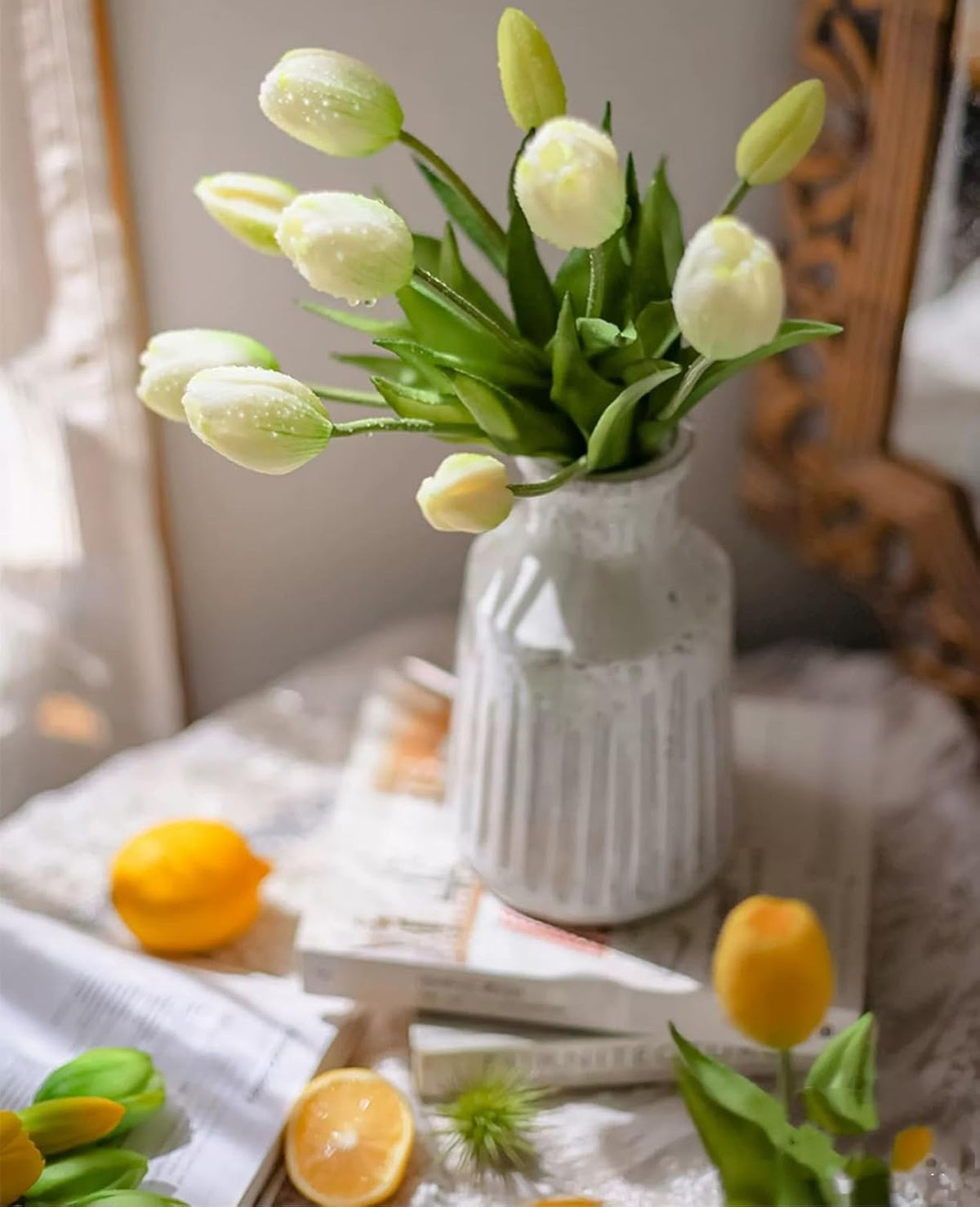 15 Pcs Orange tulips artificial flowers faux tulips real touch Latex