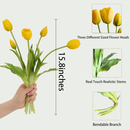 15 Pcs Orange tulips artificial flowers faux tulips real touch Latex