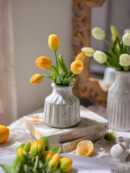15 Pcs Orange tulips artificial flowers faux tulips real touch Latex