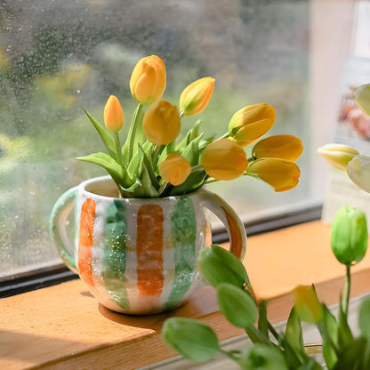 15 Pcs Orange tulips artificial flowers faux tulips real touch Latex