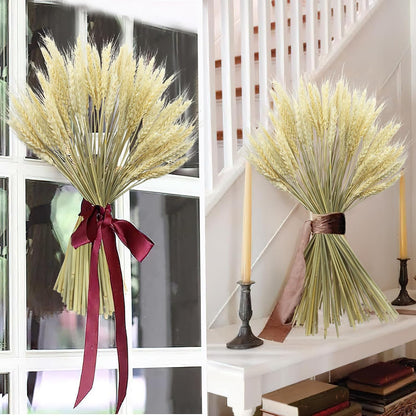 100 Pcs Dried Wheat Stalks Bundle Grass Natural Dried Wheat Sheaves Stems Dried Flowers Arrangement Bouquet for Wedding Party Table Centerpiece Fall Harvest Wreath Boho Decor Farmhouse DIY