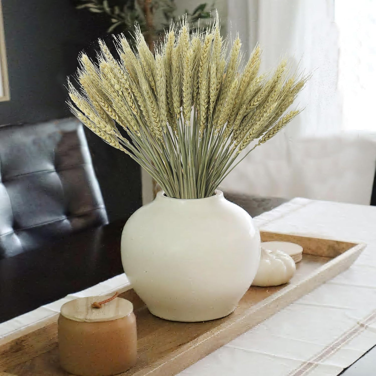 100 Pcs Dried Wheat Stalks Bundle Grass Natural Dried Wheat Sheaves Stems Dried Flowers Arrangement Bouquet for Wedding Party Table Centerpiece Fall Harvest Wreath Boho Decor Farmhouse DIY