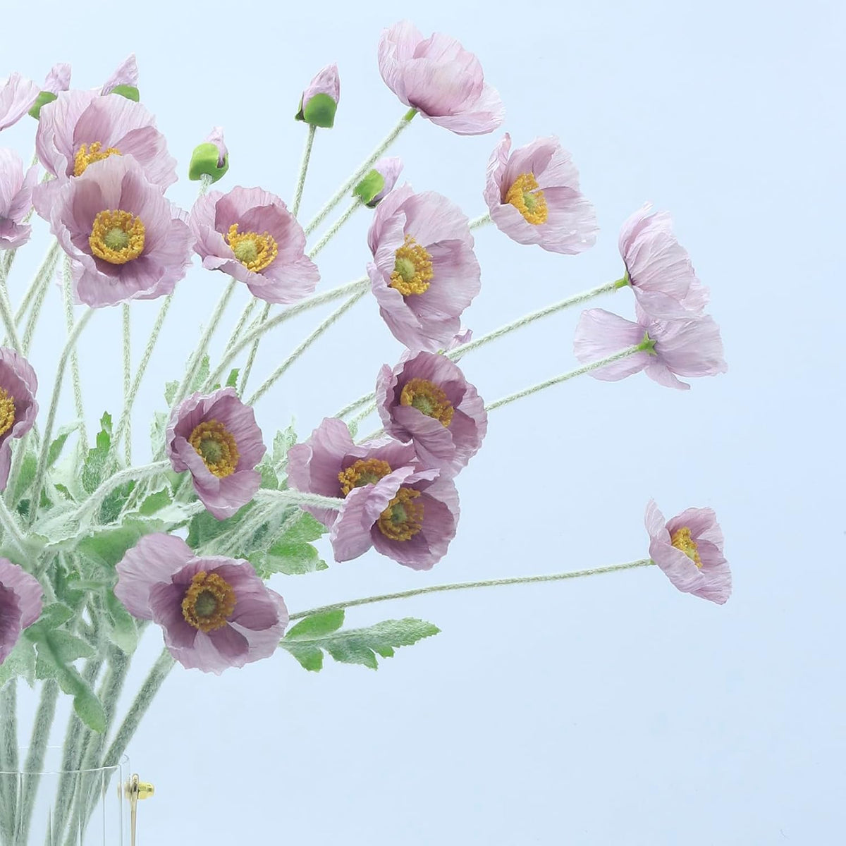 2 Pcs Artificial Fake Flowers Poppies Silk Flower Arrangements Wedding Bouquets Decorations Plastic Floral Table Centerpieces for Home Kitchen Garden Party Decor Approx 23.6" High - Light Purple