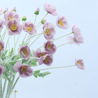 2 Pcs Artificial Fake Flowers Poppies Silk Flower Arrangements Wedding Bouquets Decorations Plastic Floral Table Centerpieces for Home Kitchen Garden Party Decor Approx 23.6" High - Light Purple