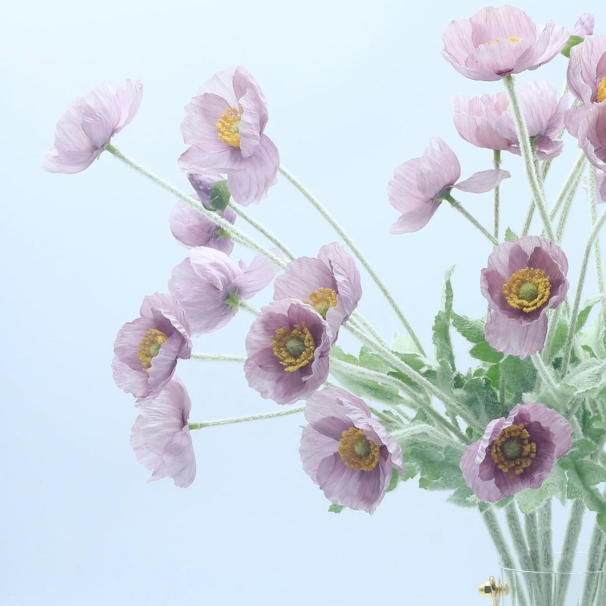 2 Pcs Artificial Fake Flowers Poppies Silk Flower Arrangements Wedding Bouquets Decorations Plastic Floral Table Centerpieces for Home Kitchen Garden Party Decor Approx 23.6" High - Light Purple