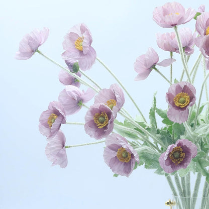 2 Pcs Artificial Fake Flowers Poppies Silk Flower Arrangements Wedding Bouquets Decorations Plastic Floral Table Centerpieces for Home Kitchen Garden Party Decor Approx 23.6" High - Light Purple