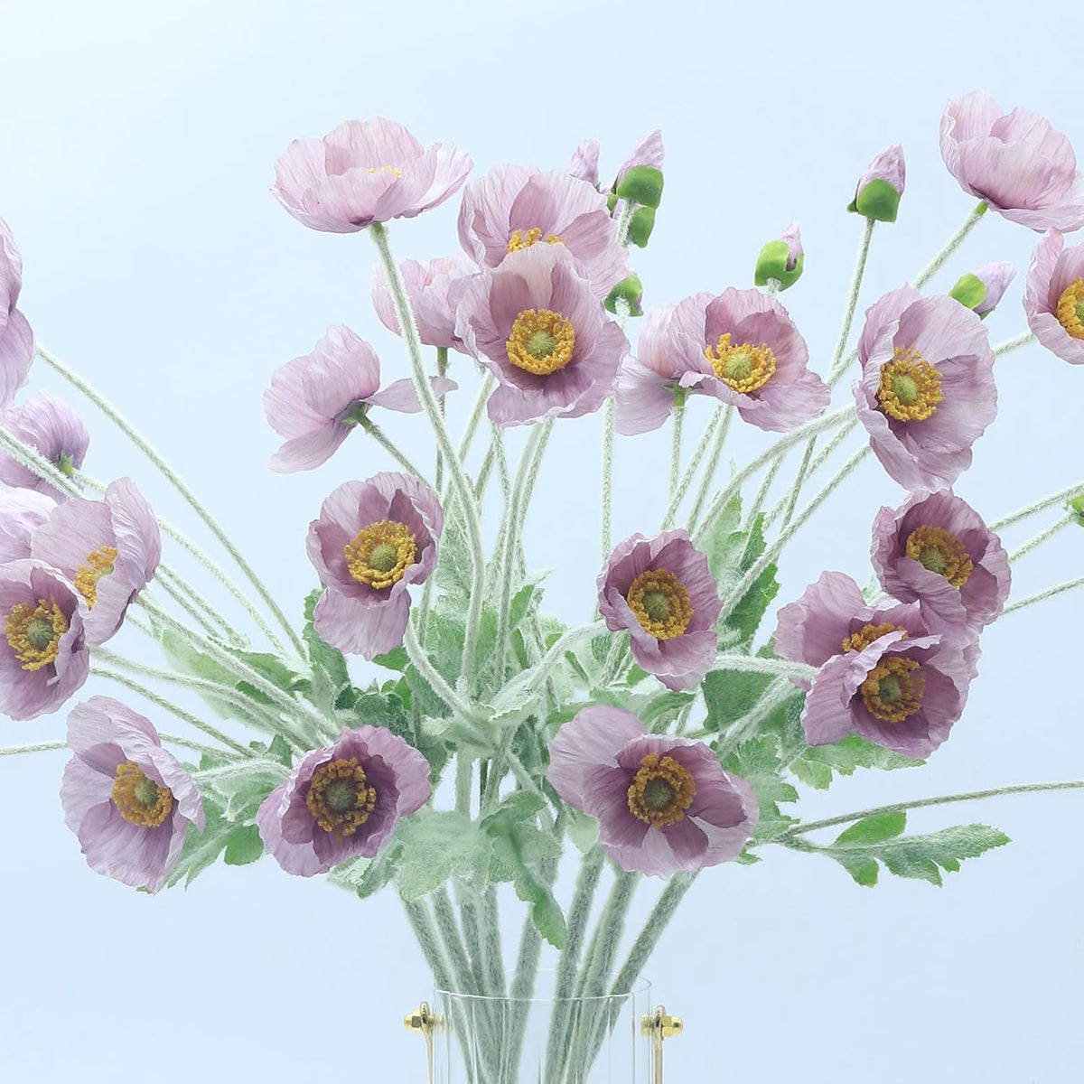 2 Pcs Artificial Fake Flowers Poppies Silk Flower Arrangements Wedding Bouquets Decorations Plastic Floral Table Centerpieces for Home Kitchen Garden Party Decor Approx 23.6" High - Light Purple