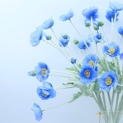 2 Pcs Artificial Fake Flowers Poppies Silk Flower Arrangements Wedding Bouquets Decorations Plastic Floral Table Centerpieces for Home Kitchen Garden Party Decor Approx 23.6" High - Light Purple