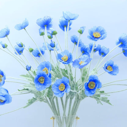 2 Pcs Artificial Fake Flowers Poppies Silk Flower Arrangements Wedding Bouquets Decorations Plastic Floral Table Centerpieces for Home Kitchen Garden Party Decor Approx 23.6" High - Light Purple