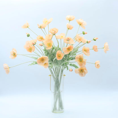 2 Pcs Artificial Fake Flowers Poppies Silk Flower Arrangements Wedding Bouquets Decorations Plastic Floral Table Centerpieces for Home Kitchen Garden Party Decor Approx 23.6" High - Light Purple