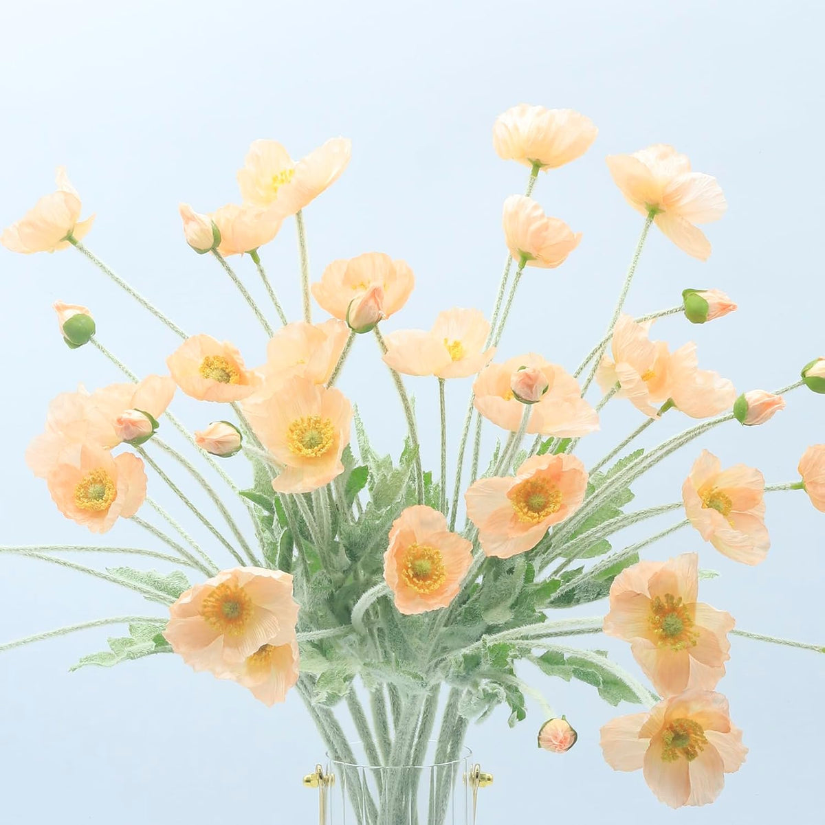 2 Pcs Artificial Fake Flowers Poppies Silk Flower Arrangements Wedding Bouquets Decorations Plastic Floral Table Centerpieces for Home Kitchen Garden Party Decor Approx 23.6" High - Light Purple