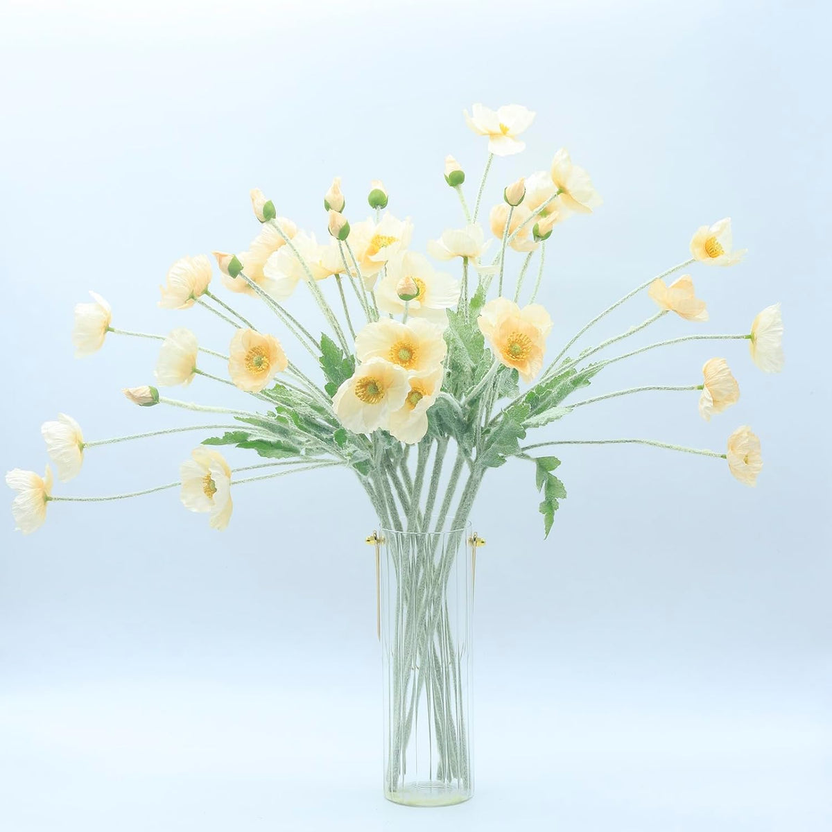 2 Pcs Artificial Fake Flowers Poppies Silk Flower Arrangements Wedding Bouquets Decorations Plastic Floral Table Centerpieces for Home Kitchen Garden Party Decor Approx 23.6" High - Light Purple