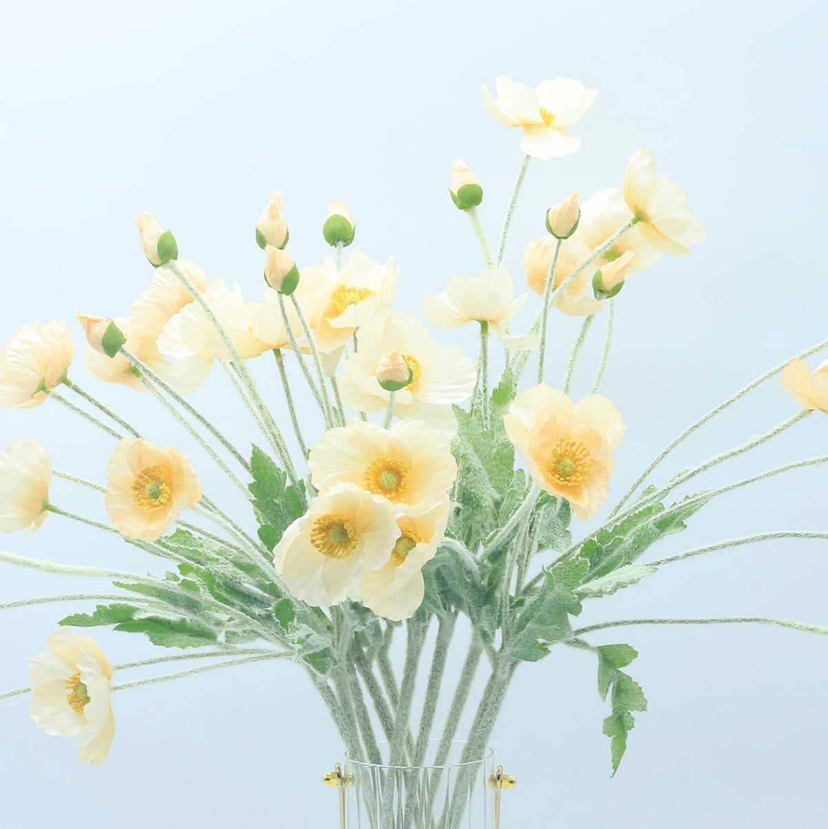 2 Pcs Artificial Fake Flowers Poppies Silk Flower Arrangements Wedding Bouquets Decorations Plastic Floral Table Centerpieces for Home Kitchen Garden Party Decor Approx 23.6" High - Light Purple