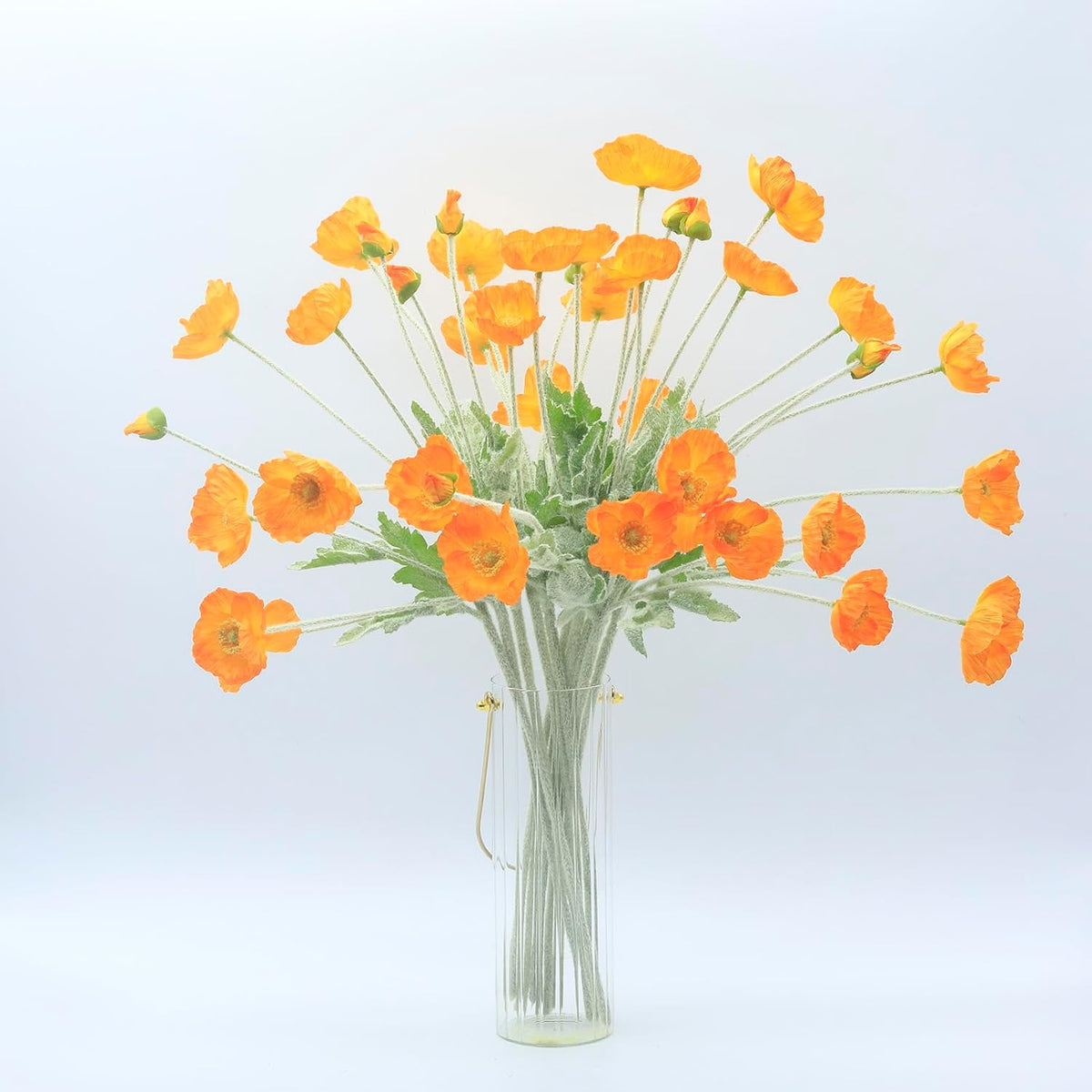 2 Pcs Artificial Fake Flowers Poppies Silk Flower Arrangements Wedding Bouquets Decorations Plastic Floral Table Centerpieces for Home Kitchen Garden Party Decor Approx 23.6" High - Light Purple