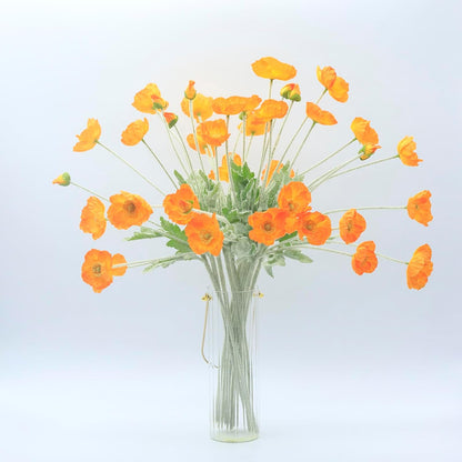 2 Pcs Artificial Fake Flowers Poppies Silk Flower Arrangements Wedding Bouquets Decorations Plastic Floral Table Centerpieces for Home Kitchen Garden Party Decor Approx 23.6" High - Light Purple