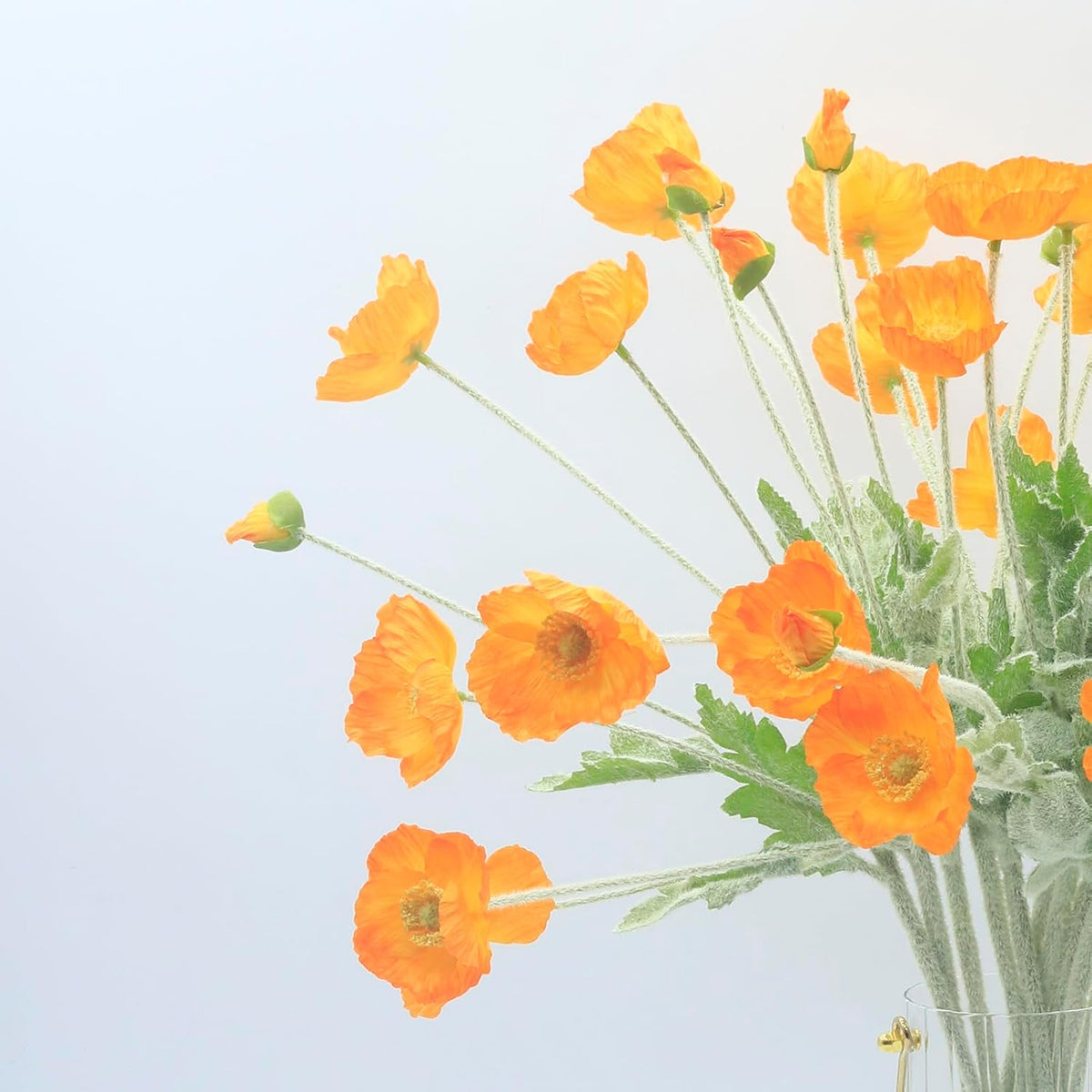 2 Pcs Artificial Fake Flowers Poppies Silk Flower Arrangements Wedding Bouquets Decorations Plastic Floral Table Centerpieces for Home Kitchen Garden Party Decor Approx 23.6" High - Light Purple